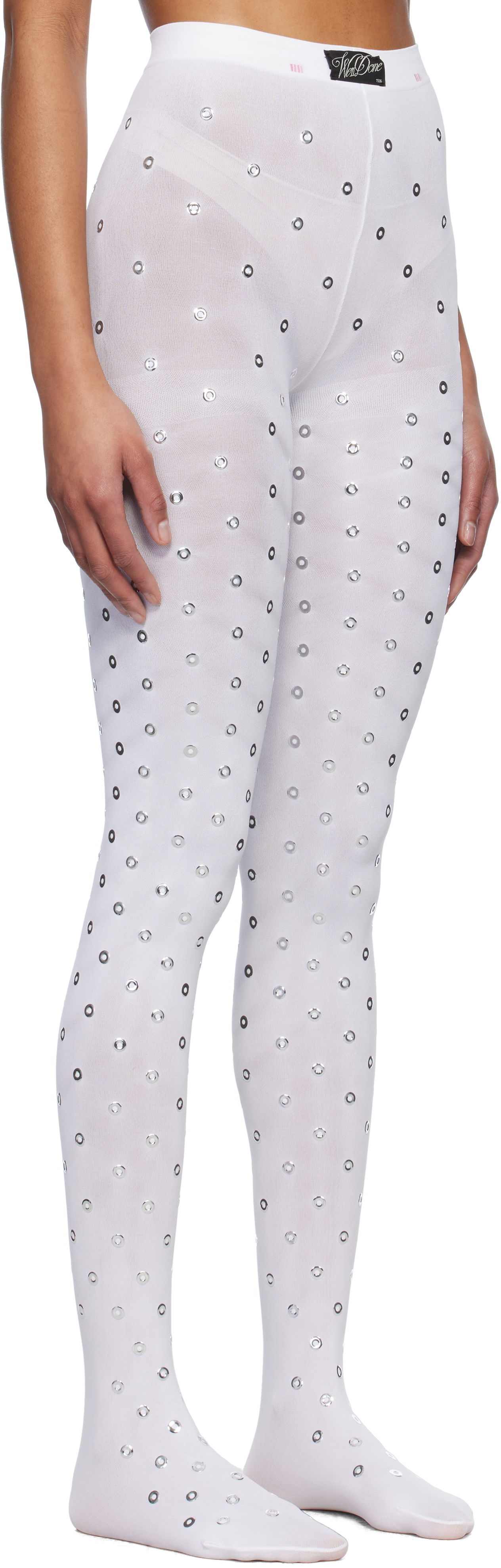 Strumpor We11done We11done Eyelet Tights Vit | WD-LE0-25-284-W-WH, 1