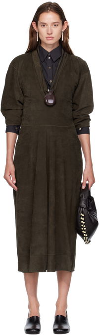 Lemaire V-Neck Nubuck Midi Dress