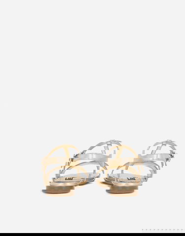 Sneakers och skor Dolce & Gabbana Foiled Leather T-bar Flat Sandals with Buckle Fastening Metallisk | D11155A543987601, 2
