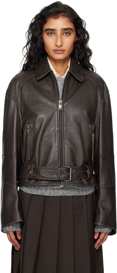 Jacka Max Mara Weekend Max Mara Egizio Leather Jacket Brun | 2525446011600, 0