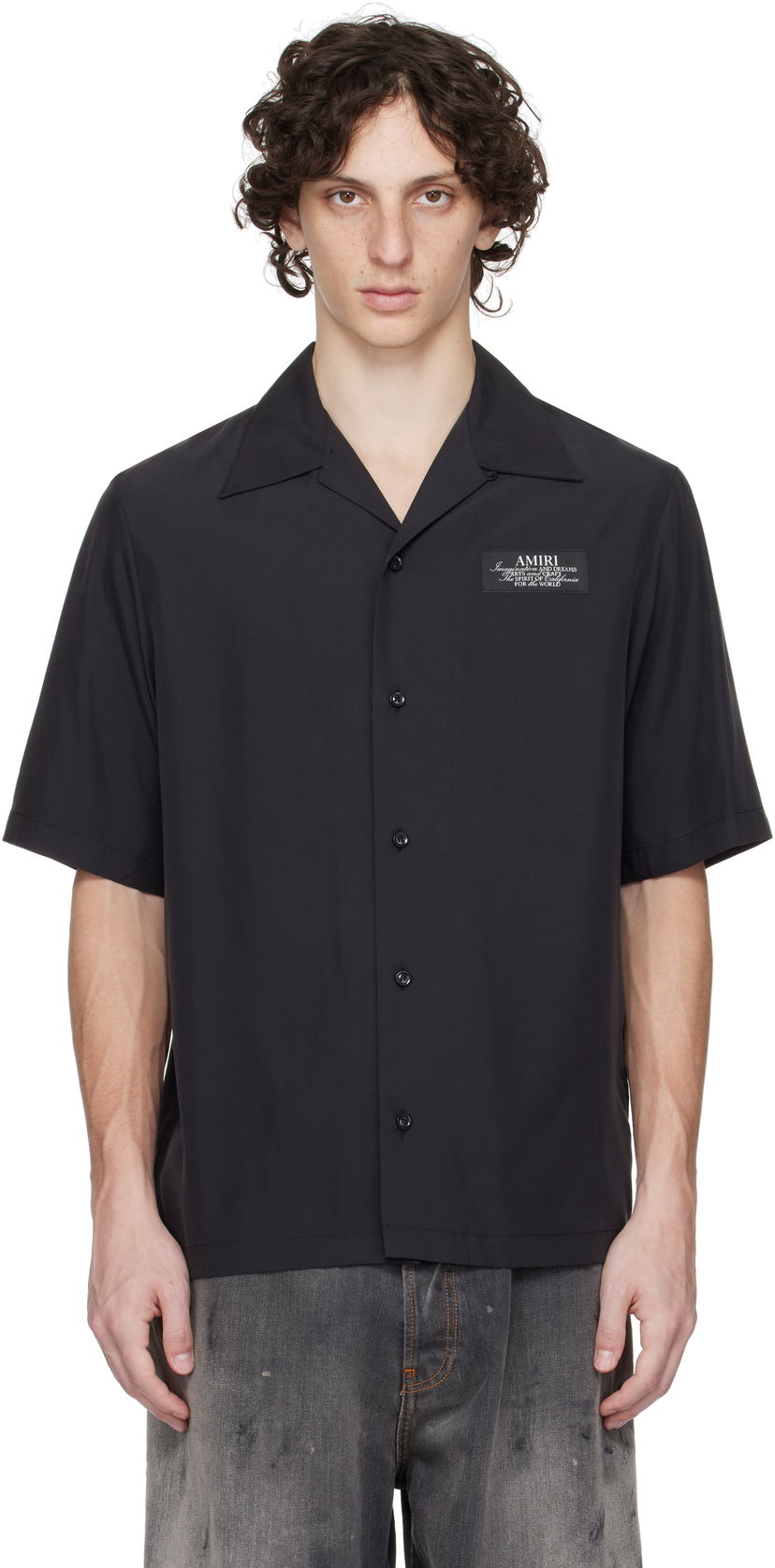 Skjorta AMIRI Amiri 'Amiri Spirit' Bowling Shirt Svart | AMSTCA1148