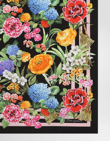 Halsduk Dolce & Gabbana Dolce & Gabbana Floral-Print Silk Twill Square Scarf Svart | FN092RGDCV8H45KU, 1