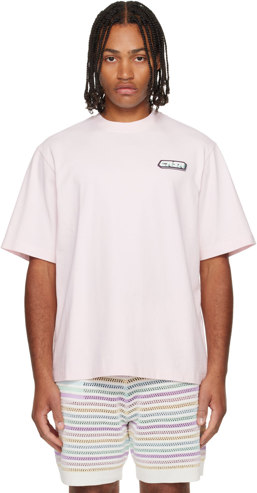 T-shirt Casablanca 'Casa' Racing Oversized Short Sleeve T-shirt Rosa | M-AW25-JTS-044-01