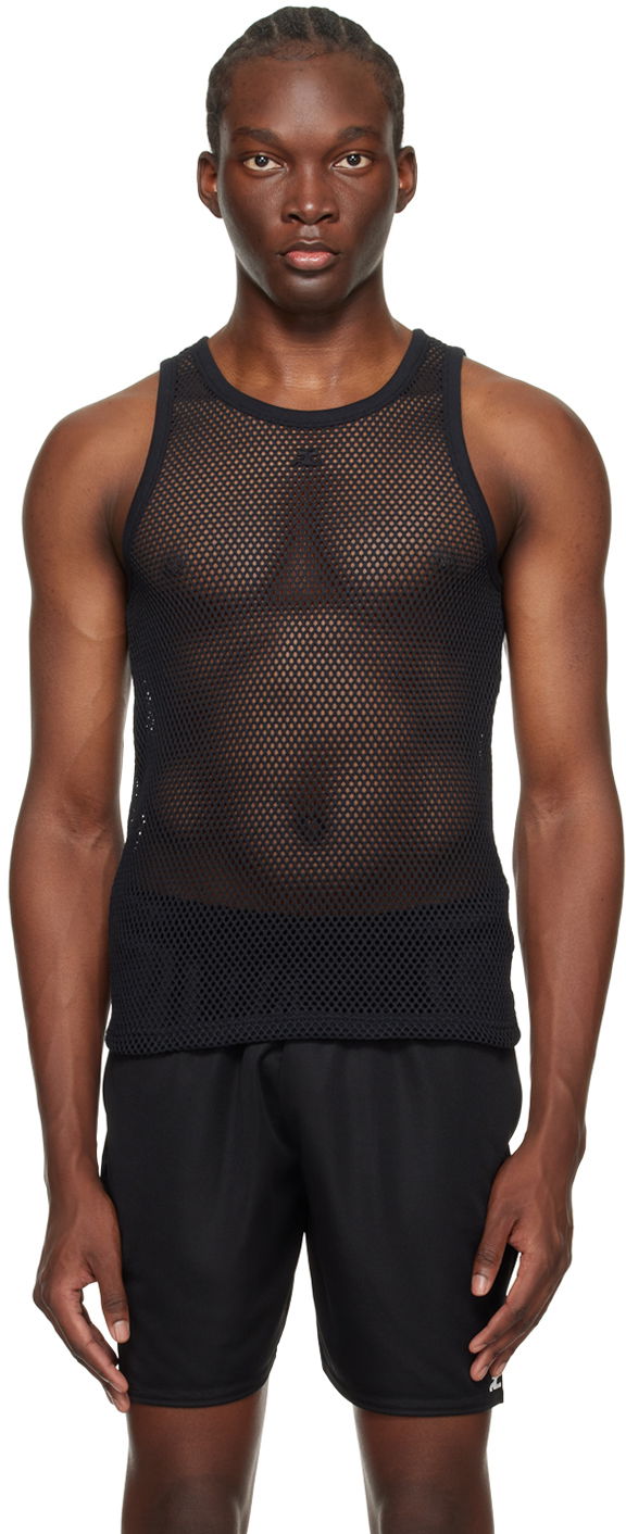 Linne Courrèges Courrèges Mesh Tank Top Svart | 124JDE011JS0119