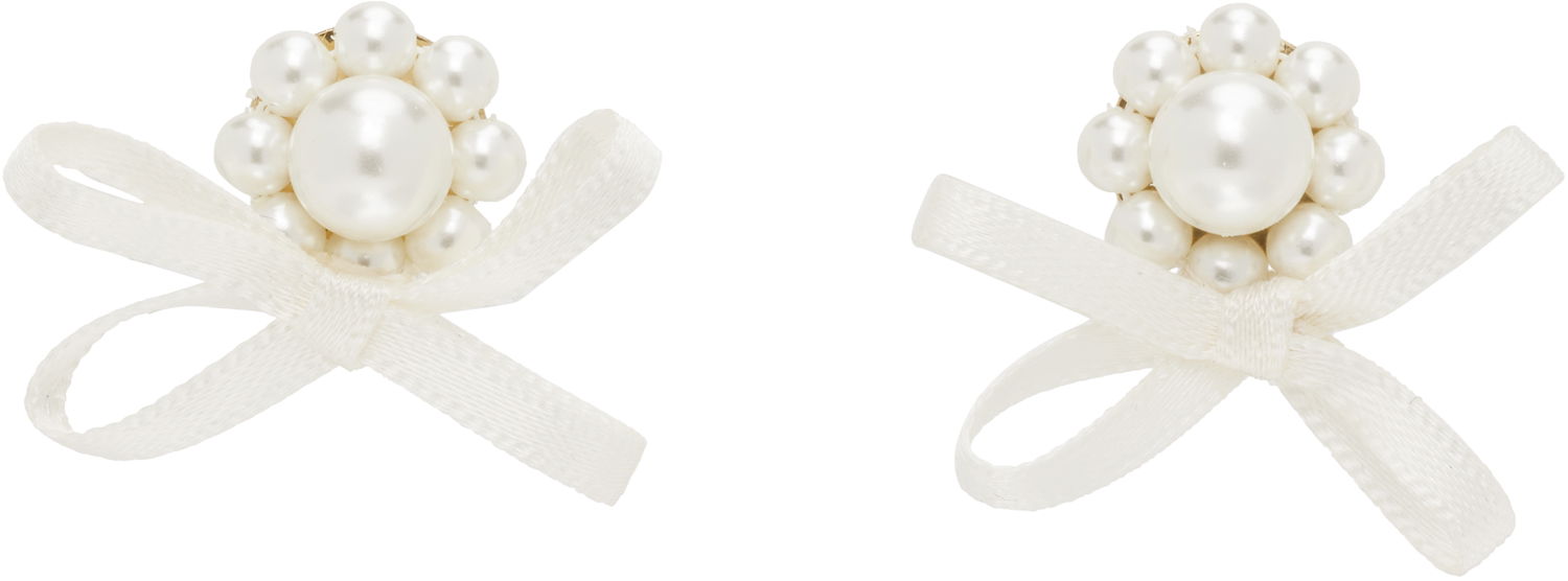 Örhängen Simone Rocha Simone Rocha Petite Bow Daisy Stud Earrings Vit | ERG552 0904, 0