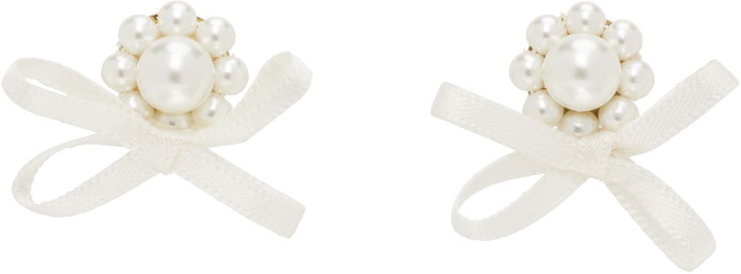 Örhängen Simone Rocha Simone Rocha Petite Bow Daisy Stud Earrings Vit | ERG552 0904