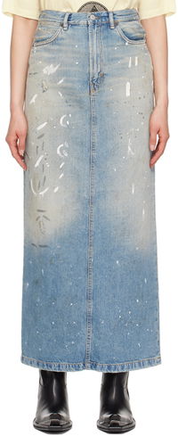 Acne Studios Paint Splatter Denim Maxi Skirt