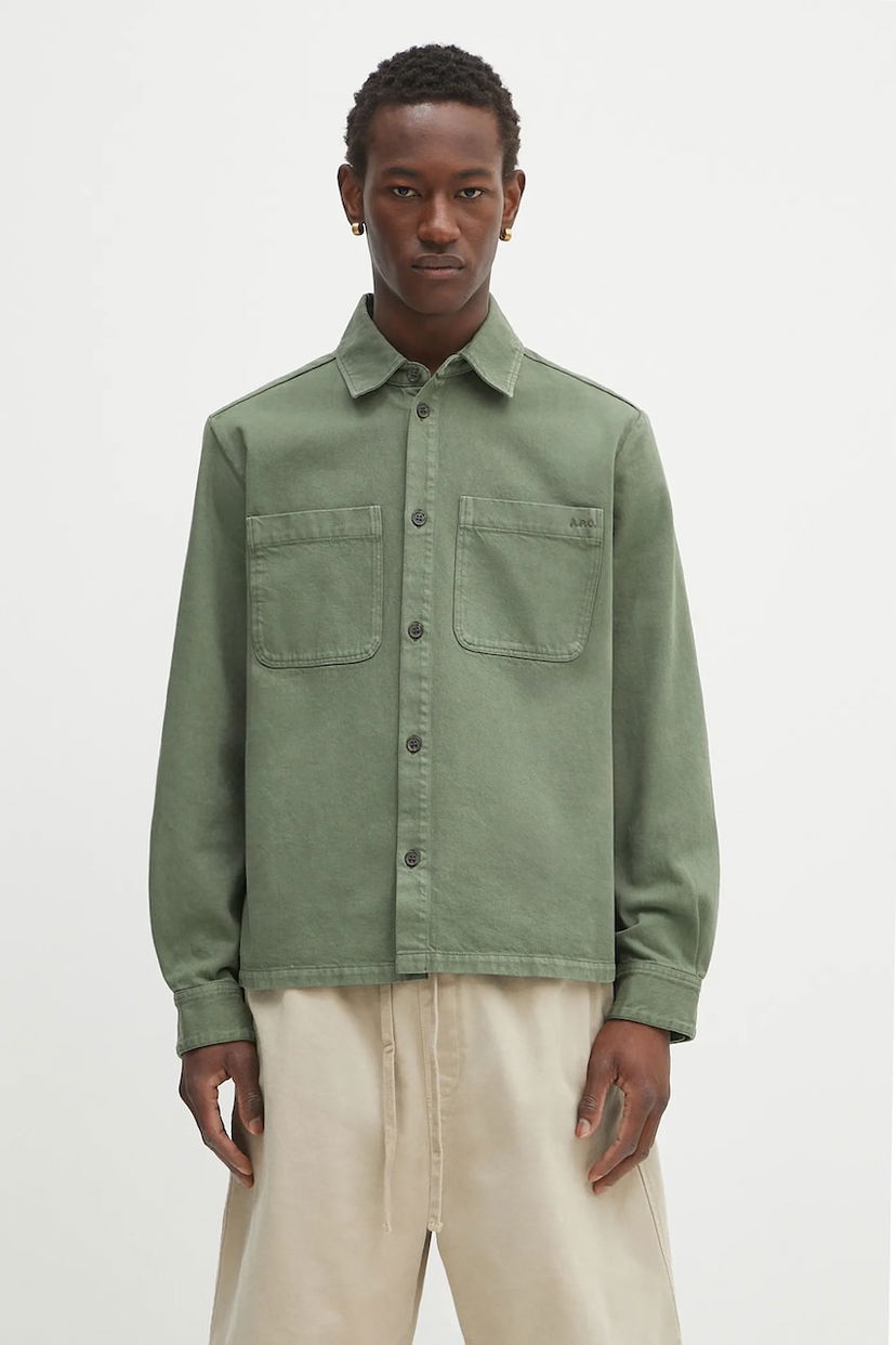 Skjorta A.P.C. A.P.C. Surchemise Leon Regular Fit Shirt Grön | COGZV.H32019
