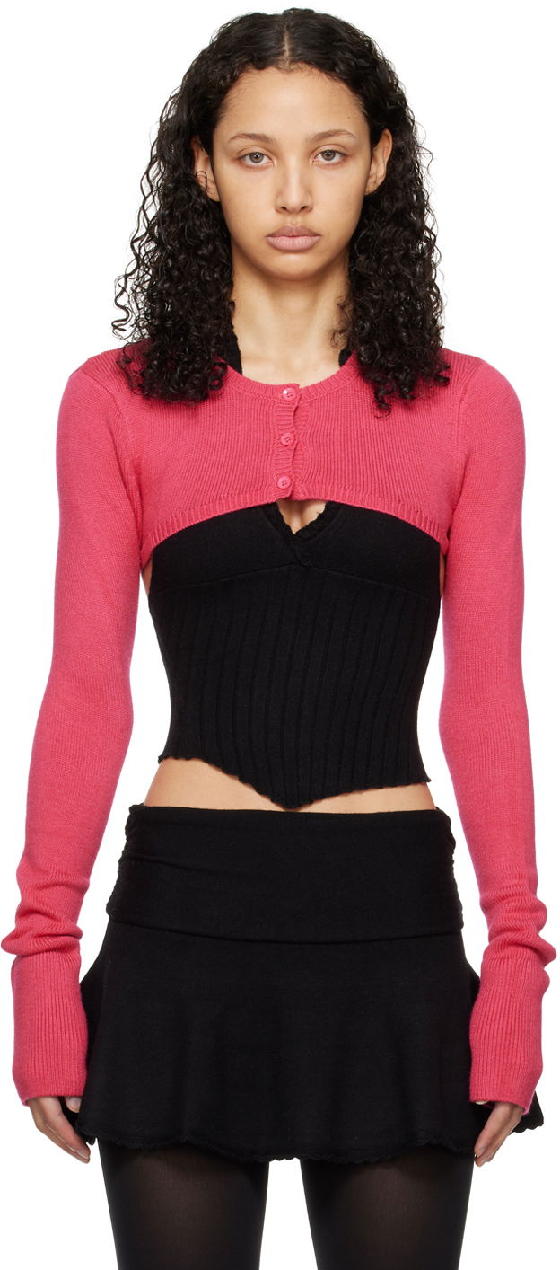 Sweater GUIZIO Guizio Micro Cropped Cardigan Rosa | R24610S003