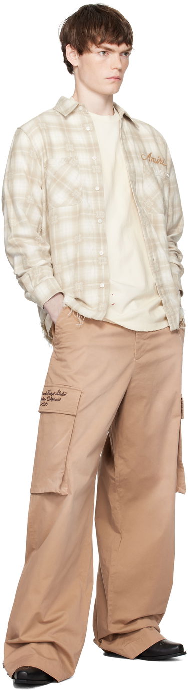 Skjorta AMIRI Amiri Bleach Bandana Patch Flannel Shirt Beige | AMSTFL1015, 3