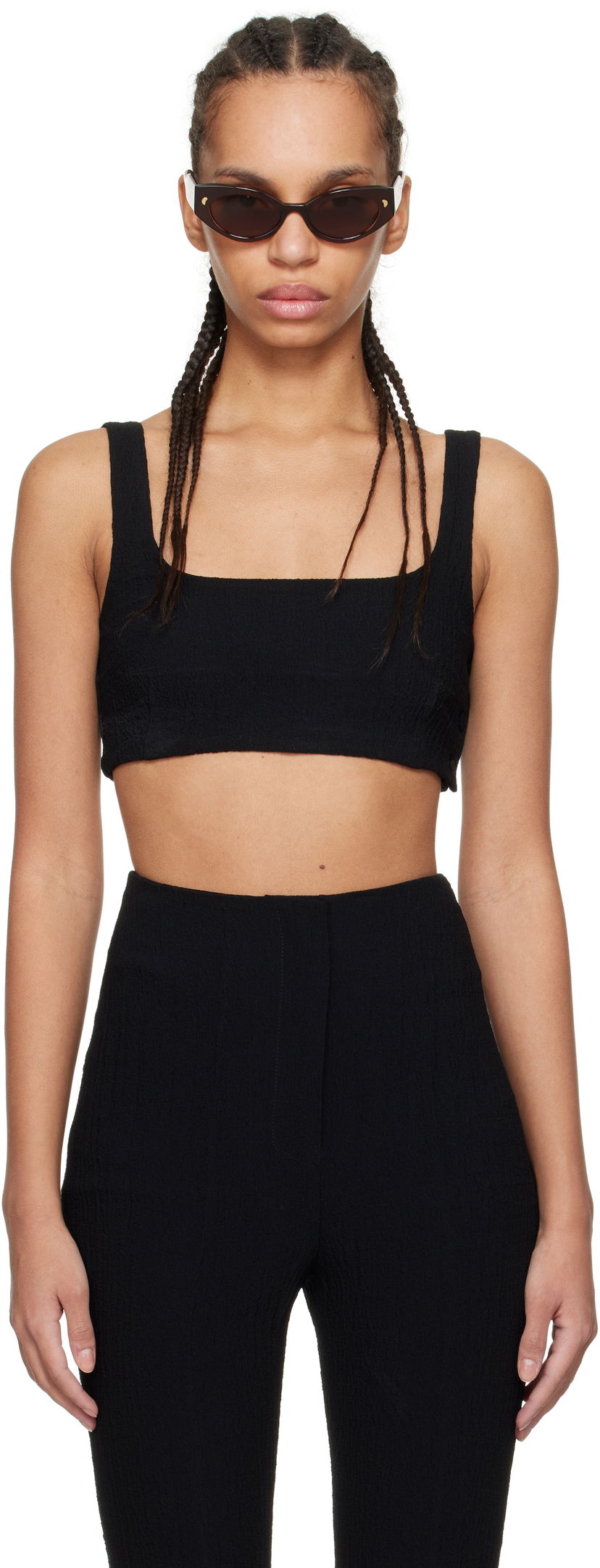 Linne Nanushka Nanushka Anouk Seersucker Bralette Top Svart | NW25RSTP20099