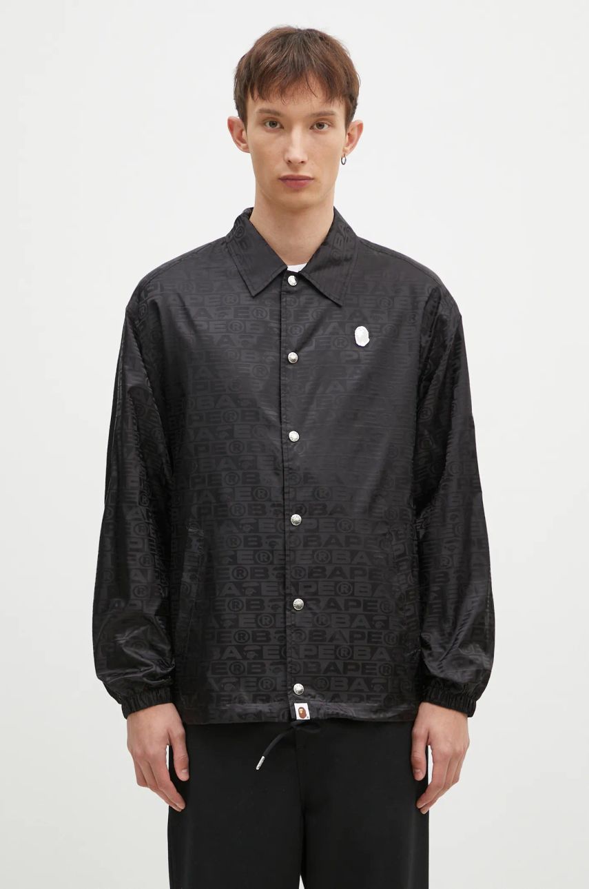 Vindjacka BAPE Lux Sport Pattern Jacquard Nylon Coach Jacket Svart | 1K80140314, 0