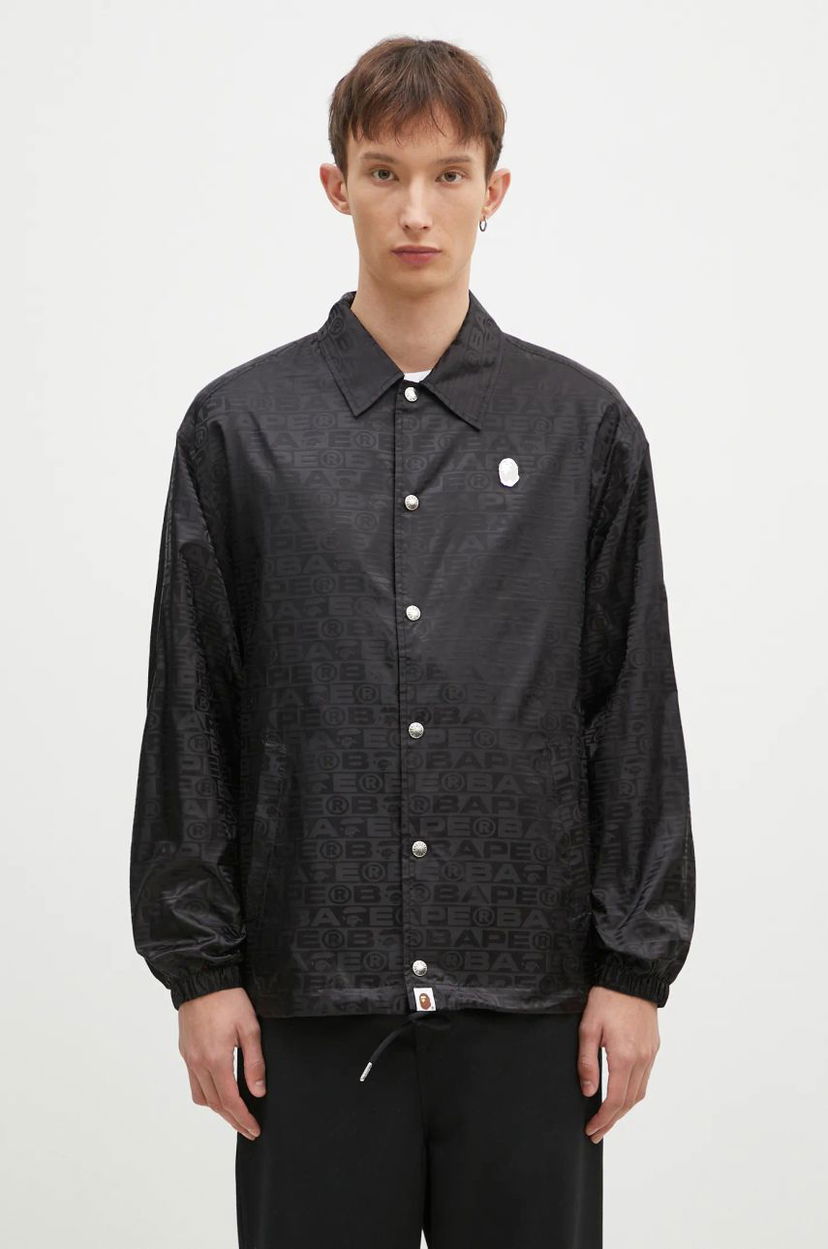 Vindjacka BAPE Lux Sport Pattern Jacquard Nylon Coach Jacket Svart | 1K80140314