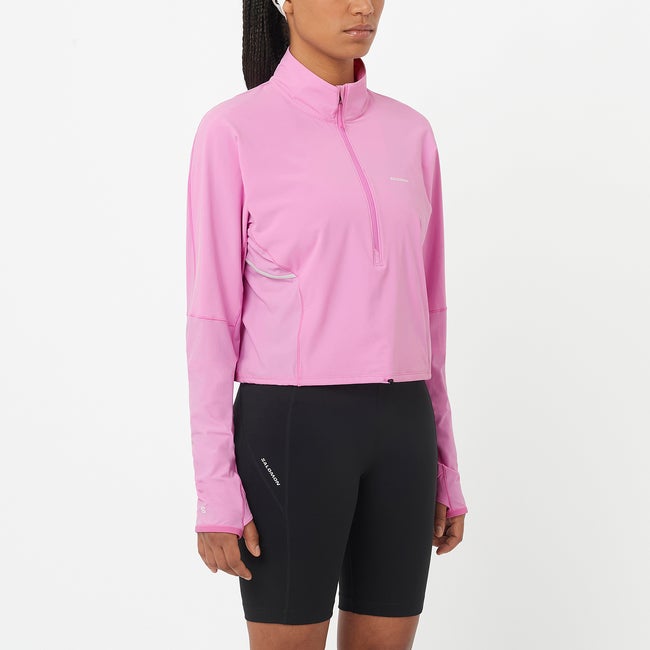 Crop top Salomon Sense Aero Hybrid Cropped Top Rosa | LC2641400