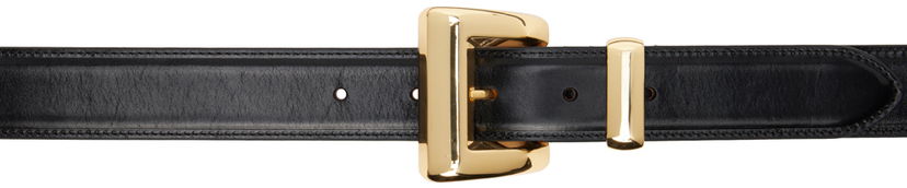 Bälten BY FAR Black Leather Belt With Gold-Tone Buckle Svart | 23PFMACWBLL