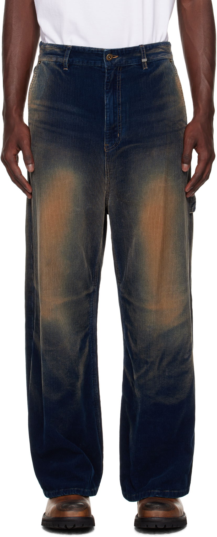 Byxor We11done We11done Vintage Wash Corduroy Trousers Blå | WD-DP2-25-350-M-NV