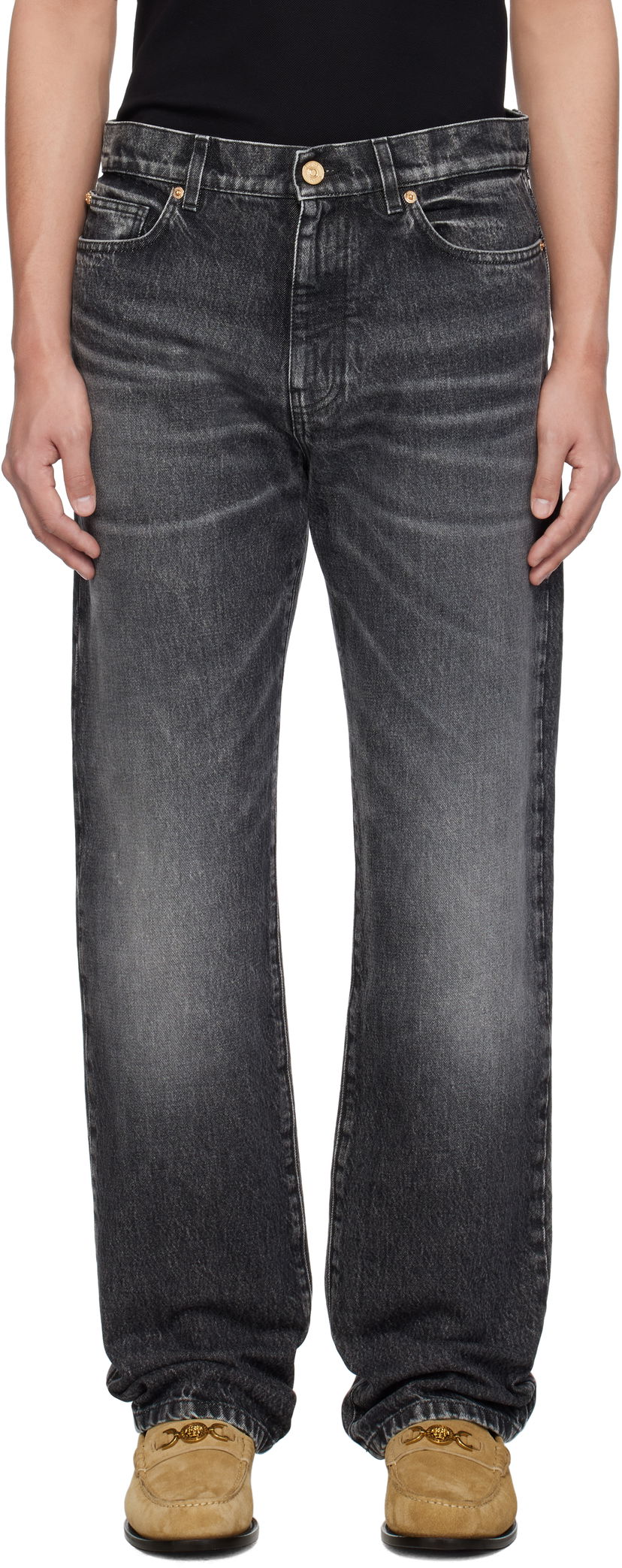 Jeans Versace Versace Stonewashed Jeans Svart | 1018911_1A13597