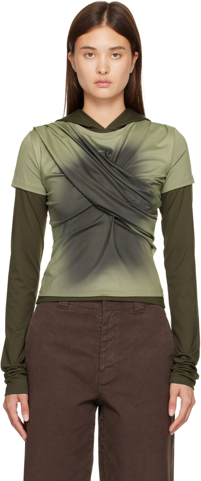 Träningsoverall Andersson Bell Andersson Bell Gathered Jersey Hoodie & T-shirt Set Grön | atb1395w