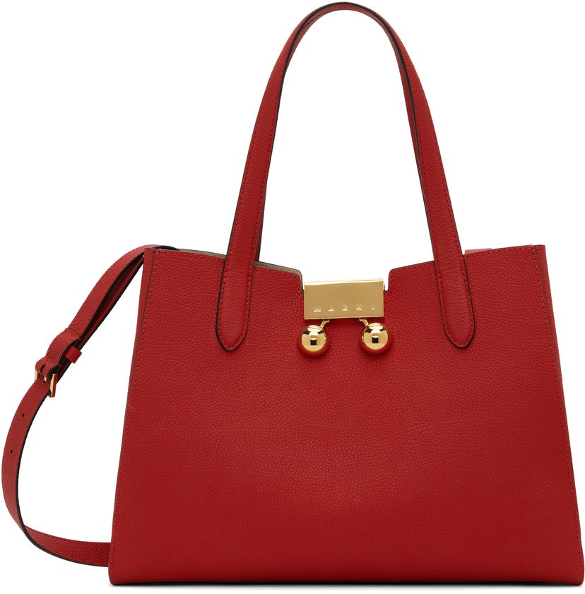Handväska Marni Marni Leather Trunkaroo Small Tote Röd | BMMP0150U0 P8185