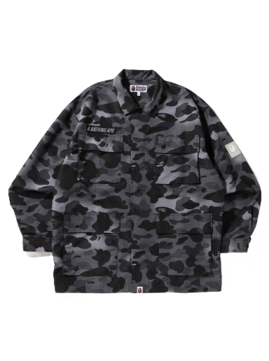 Skjorta BAPE Grid Camo Relaxed Fit Military Shirt Svart | 1I80-113-006