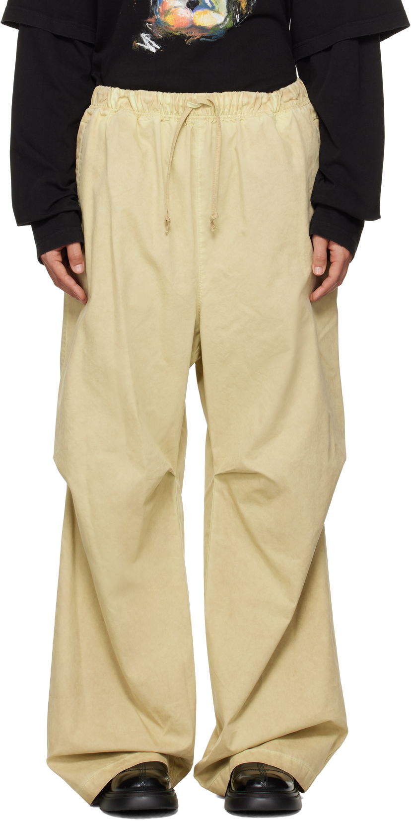 Träningsbyxor We11done We11done Tucked Wide Leg Trousers Gul | WD-PT3-24-262-U-GR