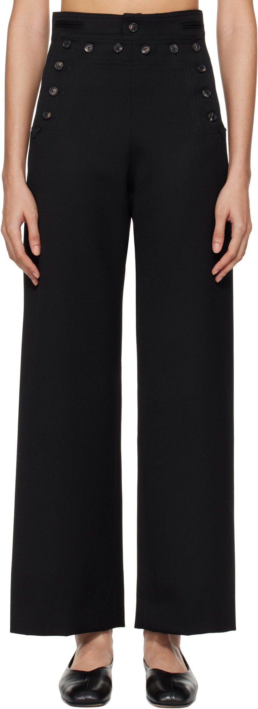 Byxor Bode Sailor Riding Twill Trousers Svart | WRF24BT014