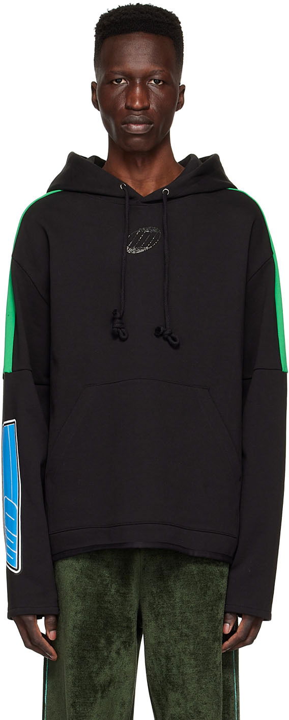 Sweatshirt We11done Cotton Graphic Hoodie Svart | WD-TH1-22-556-U-BK