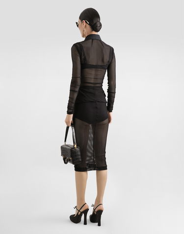 Kjol Dolce & Gabbana Dolce & Gabbana Mesh Calf-Length Skirt Svart | F4CT6TFLREPN0000, 2