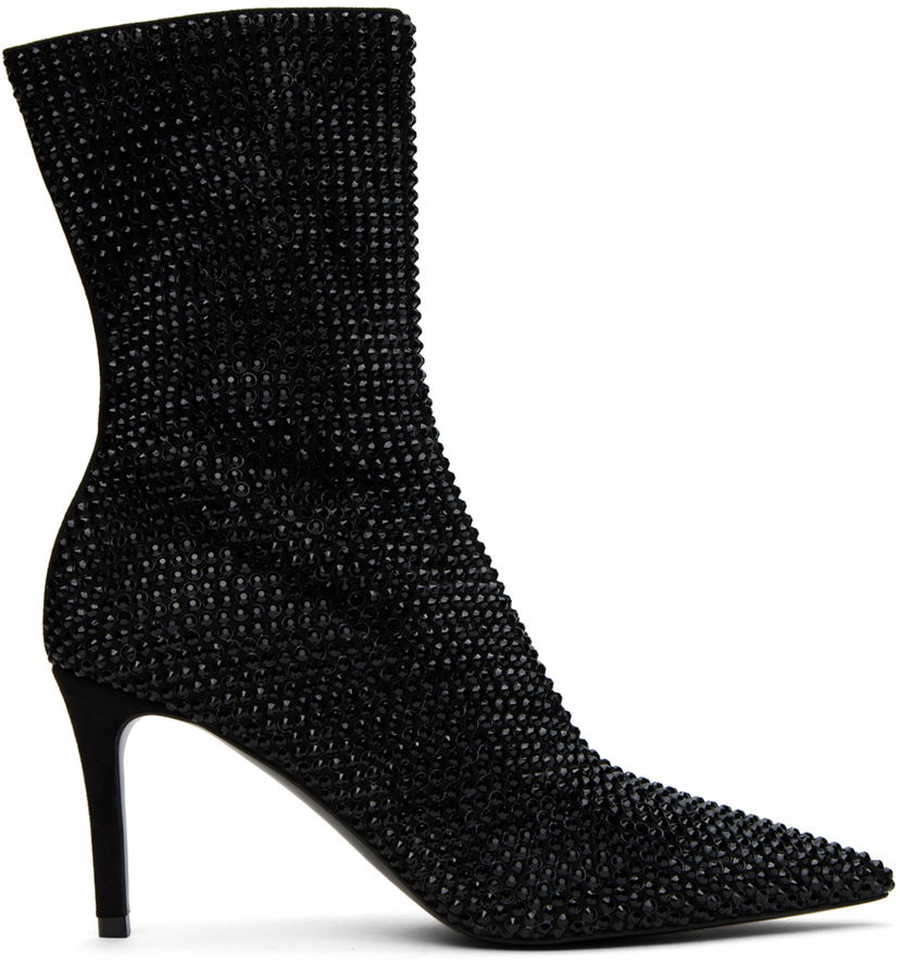Skovård Stella McCartney Stella McCartney Iconic Crystal-Embellished Pointed-Toe Boots Svart | 810276E00059
