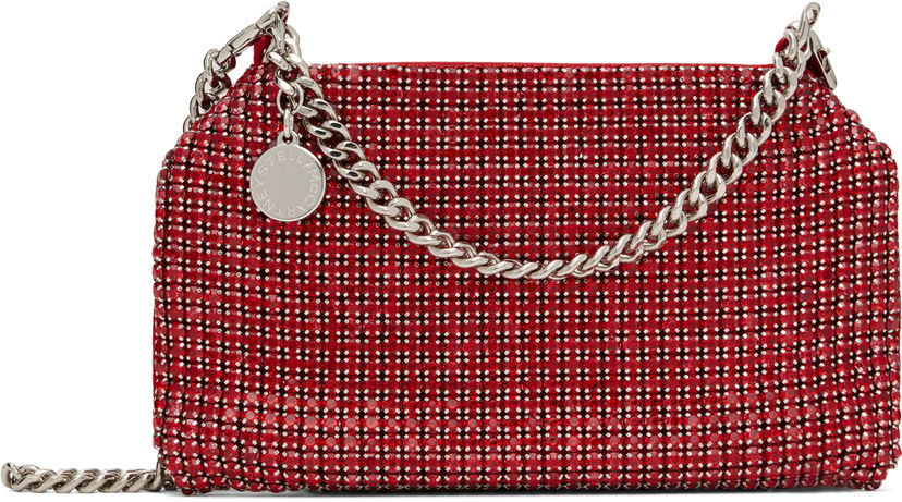 Handväska Stella McCartney Stella McCartney Falabella Crystal Mesh Shoulder Bag Röd | 7B0101WP0439