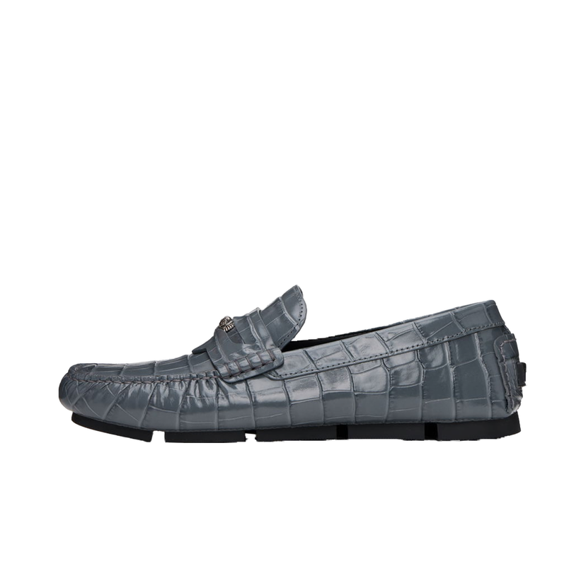 Sneakers och skor Versace Gray Medusa Croc-Effect Driver Loafers Grå | 1013960_1A09881