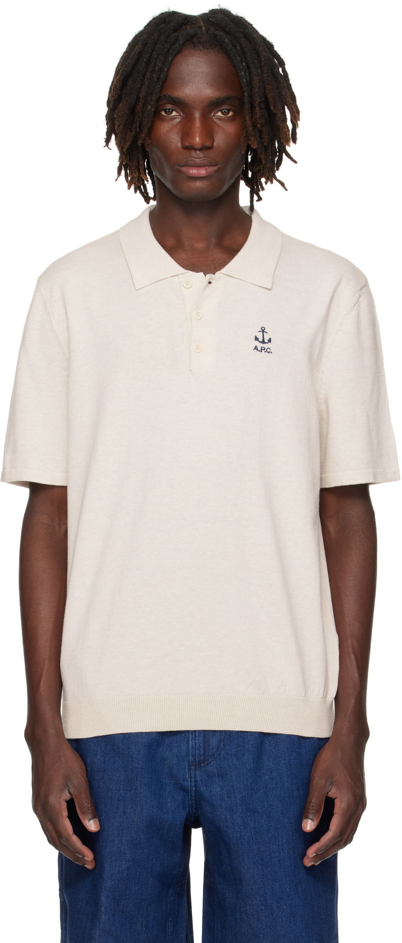 Polotröja A.P.C. A.P.C. Octave Knit Polo Beige | COGDK-H23415