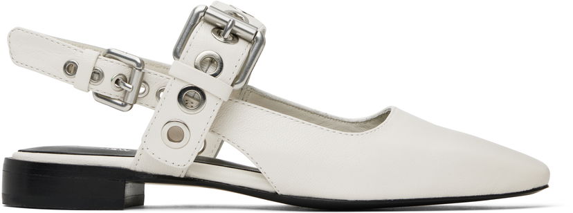 Skovård rag & bone Rag & Bone Moto Astra Leather Slingback Slippers Vit | WFF25SF1013LE13
