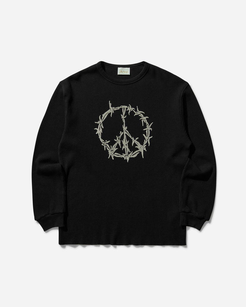 Sweater Aries Peace Press Gothic Waffle Longsleeve T-Shirt Svart | AR6003903 BLK