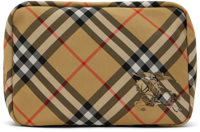Resväska Burberry Check Travel Pouch Beige | 8092707