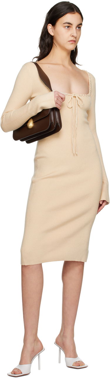 Klä GUIZIO Guizio Bow Midi Dress Beige | DGF22E702_CRM, 3