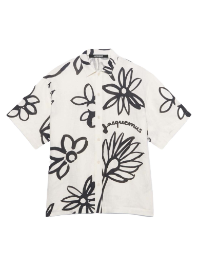 Skjorta Jacquemus La Chemise Moisson Flower Sketch Short Print Vit | 215SH009-1050 1BI