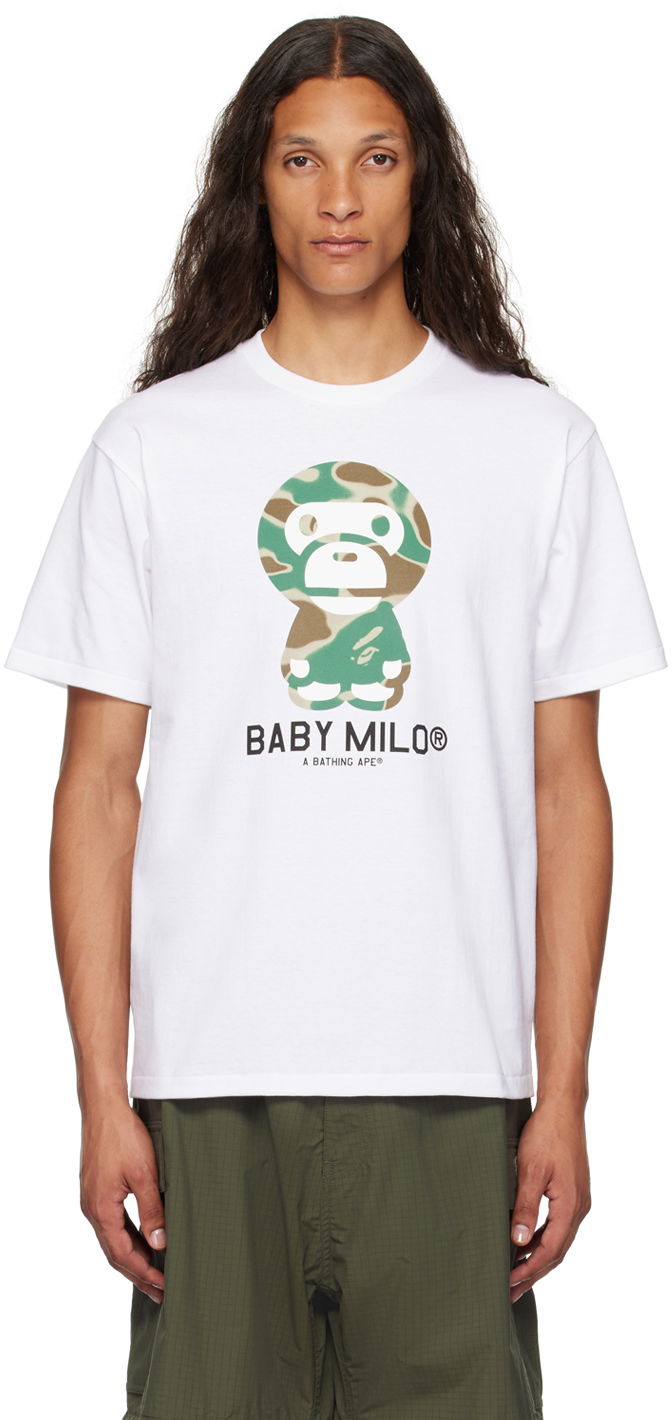 T-shirt BAPE BAPE White Liquid Camo Baby Milo T-Shirt Vit | 002TEK301007M, 0