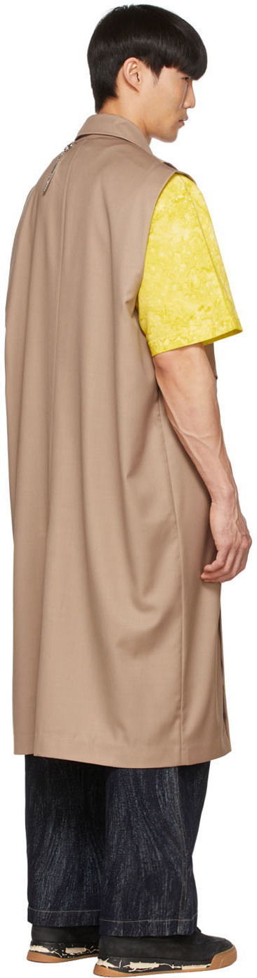 Väst Feng Chen Wang Feng Chen Wang Polyester Sleeveless Coat Beige | FMS13VS07, 2