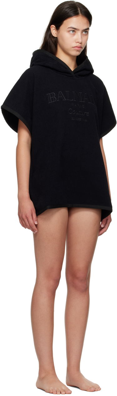 Badkläder Balmain Balmain Couture Hooded Cover-up Svart | BKP472400, 1