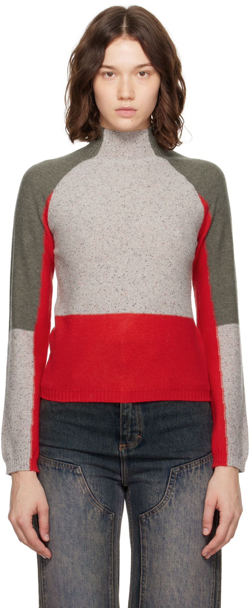 Sweater Eckhaus Latta Eckhaus Latta Racer Color-Block Turtleneck Flerfärgad | 8259-EL-PF25-W -