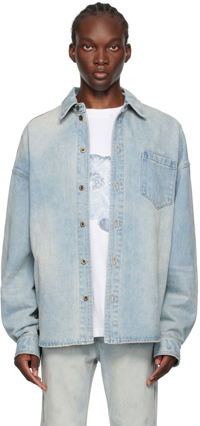 Skjorta We11done Washed Denim Shirt Blå | WD-DB2-24-354-U-SK