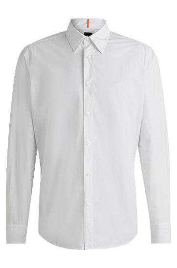 Skjorta BOSS Regular-Fit Cotton Poplin Shirt Vit | 50518304