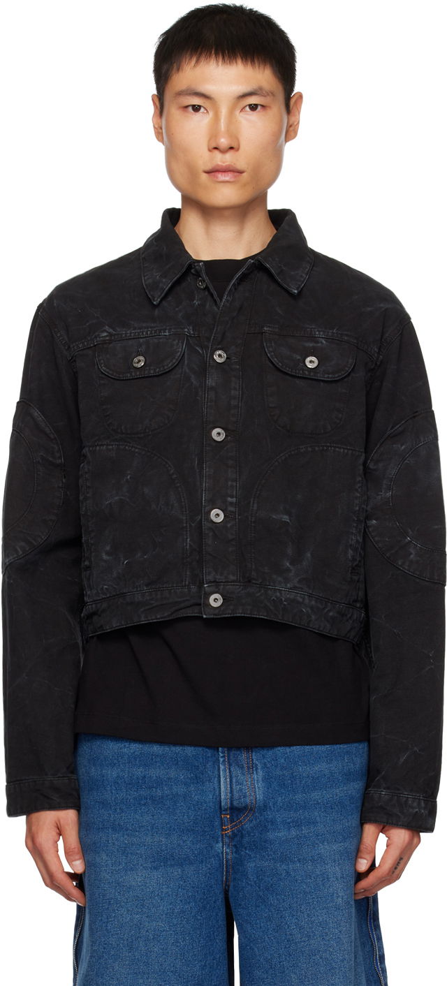 Jacka Off-White Garment-Dyed Cropped Denim Jacket Svart | OMEV013F23FAB0011000