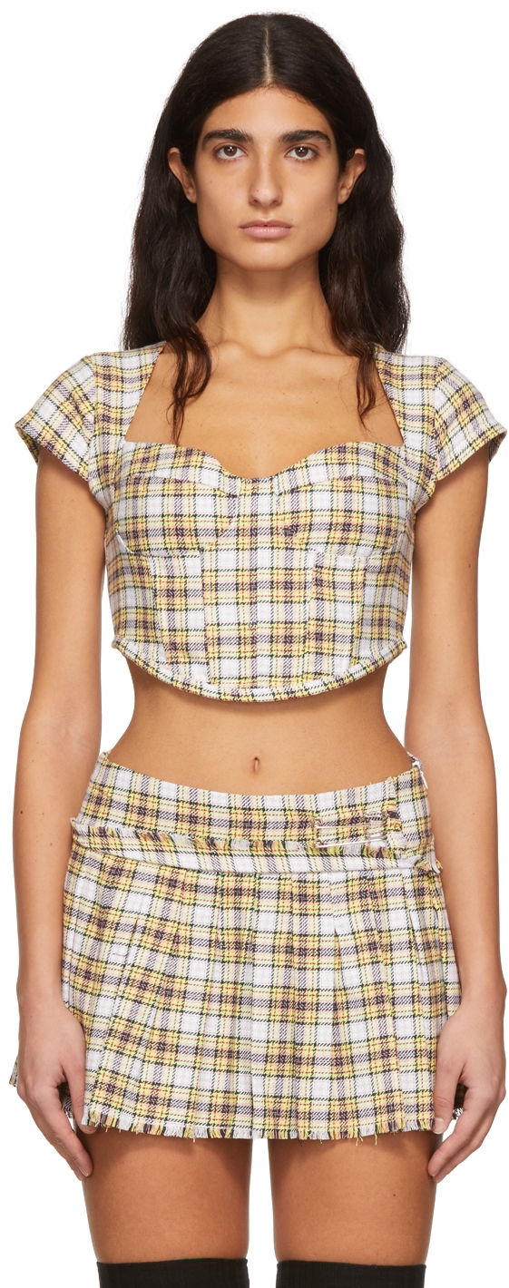 Crop top GUIZIO Guizio Plaid Corset Crop Top Gul | DGF21C1014