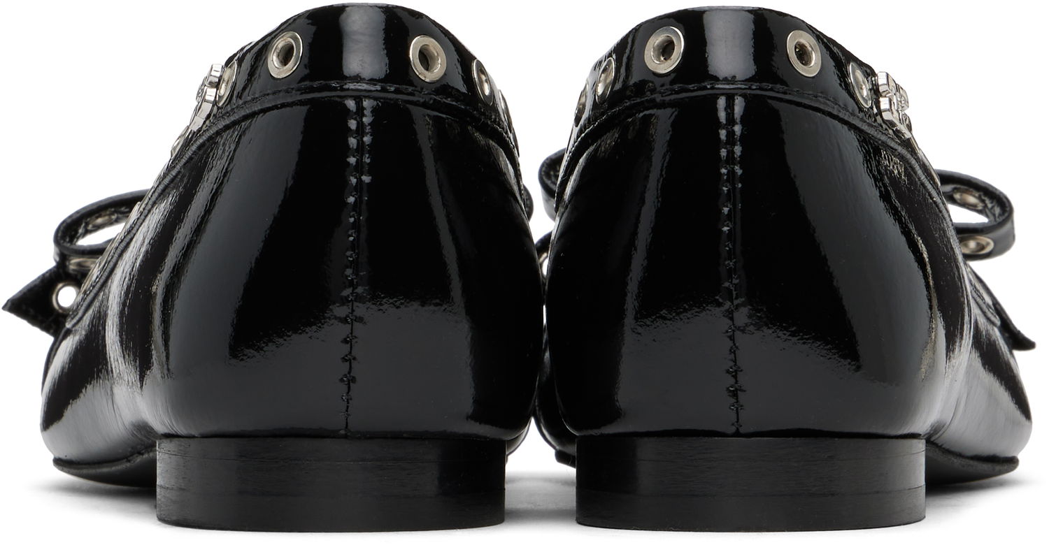 Klä GANNI GANNI Eyelet Bow Ballerina Flats Svart | S2755, 1