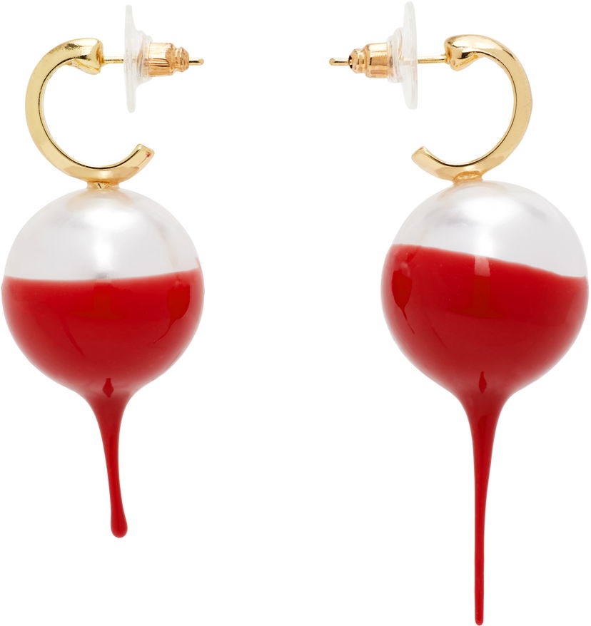 Örhängen Ottolinger Ottolinger Dipped Pearl Drop Earrings Röd | 125-902625-02