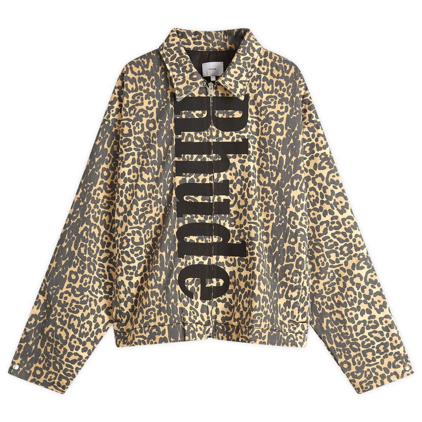 Jacka Rhude Rhude Leopard Work Jacket, Size Large Beige | RHSS25JA090120274