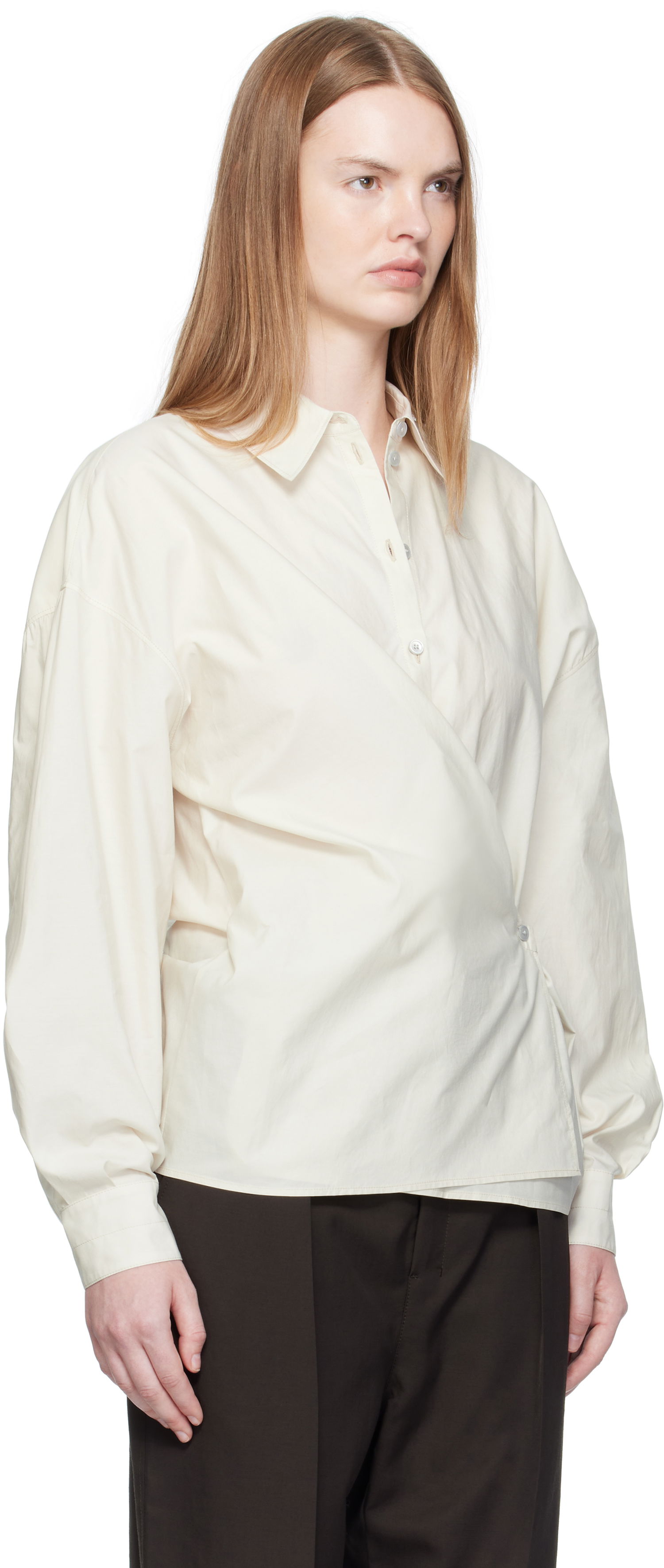 Skjorta LEMAIRE Straight Collar Twisted Shirt Vit | SH1141 LF1500, 1