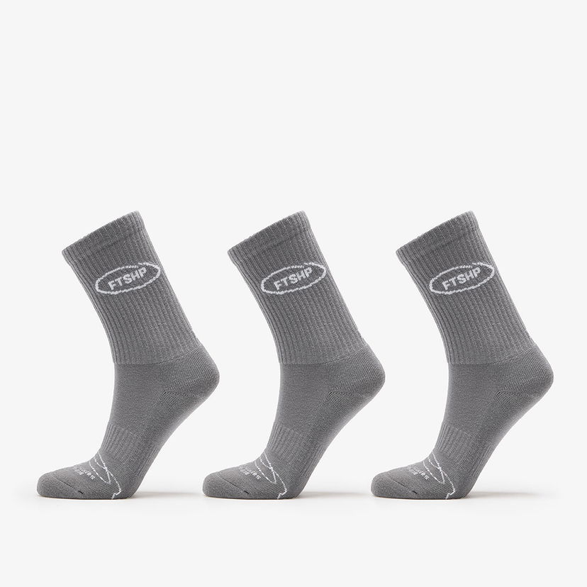 Strumpor Footshop Basic Crew Socks 3-Pack Grey Grå | FTSHP_359